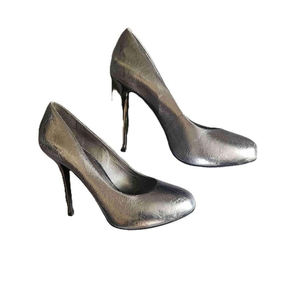 Tory Burch Silver Leather High Heel Pumps Size 8.5